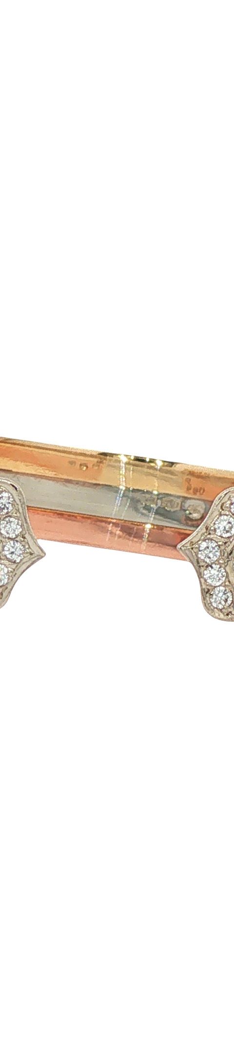 Vintage 14K Tricolor Gold Bangle with Diamond